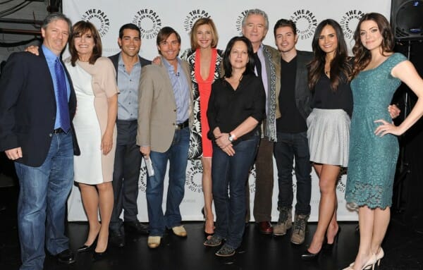 Photo of, moderator Will Keck (4th from left), with cast and producers of “Dallas,” courtesy of Samsung Galaxy, at the Paley Center for Media's PaleyFest honoring Dallas at the Saban Theatre, Sunday March 10, 2013 in Los Angeles, California. © Kevin Parry for Paley Center for Media.