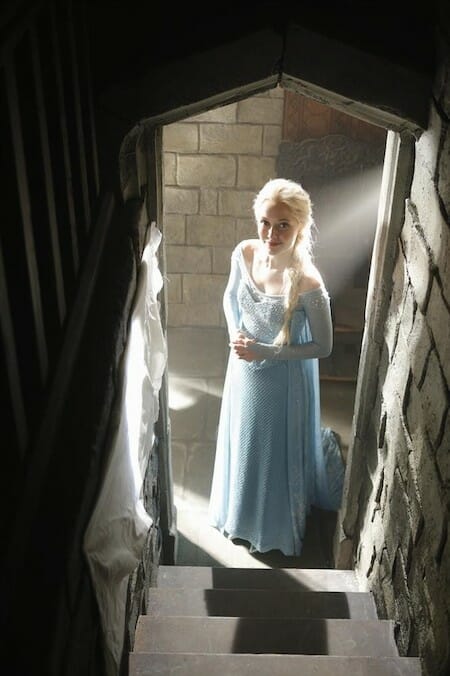 ONCE UPON A TIME - "A Tale of Two Sisters" - A scared and confused Elsa finds herself in Storybrooke and, fearful of the intentions of its residents, creates a powerful snow monster for protection. With Robin Hood's wife, Marian, back in the picture, Regina wonders if her "happily ever after" with the former thief has been completely quashed; while on their honeymoon, Mr. Gold finds an intriguing object that makes him question whether or not he should officially give Belle control over the dagger that makes him The Dark One, and Hook is dismayed to discover that Emma seems to be avoiding him while she tries to help comfort Regina after being the one responsible for bringing Marian back from the past and into Storybrooke. Meanwhile, in Arendelle of the past, as Elsa's sister Anna's wedding to Kristoff nears, Anna discovers that their parents - who died on-ship during a violent storm - were heading to a mysterious destination in a quest that may have held the secret to containing Elsa's out of control Ice powers. And against Elsa's wishes, Anna wants to finish their journey to find out what they were looking for, on "Once Upon a Time," SUNDAY, SEPTEMBER 28 (8:00-9:00 p.m., ET) on the ABC Television Network. (ABC/Katie Yu) GEORGINA HAIG
