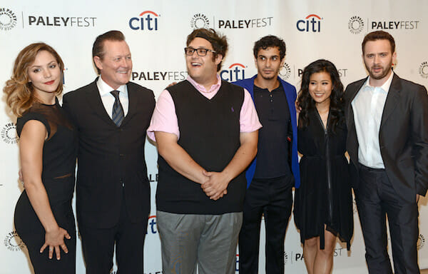(L-R): KatharineMcPhee, Robert Patrick, Ari Stidham, Elyes Gabel, Jadyn Wong and Eddie Kaye Thomas attend the 2014 PALEYFEST Fall TV Previews honoring CBS’ Scorpion at The Paley Center for Media in Beverly Hills on September 7, 2014. © Kevin Parry for The Paley Center for Media.