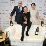 (L to R) Mark Strong, Benedict Cumberbatch, winner of The Variety Award, and Keira Knightley pose at The Moet British Independent Film Awards 2014 at Old Billingsgate Market on December 7, 2014 in London, England. (Photo by David M. Benett/Getty Images for The Moet British Independent Film Awards) Mark Strong; Benedict Cumberbatch; Keira Knightley