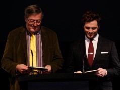 Stephen Fry and Sam Clafin at the nominations Bafta Press Conference