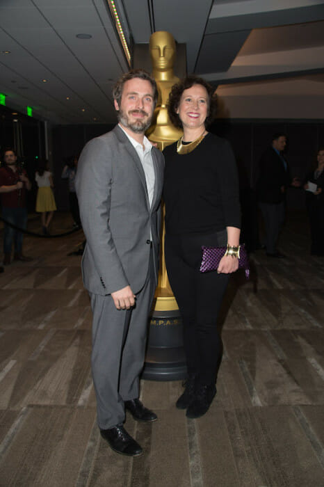 From left: Patrick Osborne and Kristina Reed, co-directors of the Oscar® nominated animated short film "Feast" prior to the Academy of Motion Picture Arts and Sciences' “Oscar Celebrates: Shorts” event