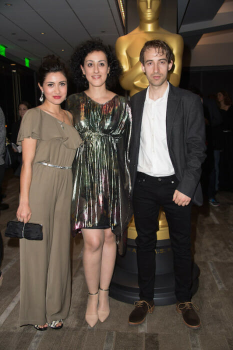 From left: Actress Nisha Kashani, Talkhon Hamzavi and Stefan Eichenberger , co-directors of the Oscar® nominated live action short film "Parvaneh" prior to the Academy of Motion Picture Arts and Sciences' “Oscar Celebrates: Shorts” event
