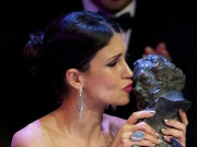 Nerea Barros holds the award for Best New Actress Award in the film 'La Isla Minima' during the 2015 edition of the 'Goya Cinema Awards' ceremony at Centro de Congresos Principe Felipe