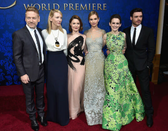 Director Kenneth Branagh and actors Cate Blanchett, Holliday Grainger, Lily James, Sophie McShera and Richard Madden attend the World Premiere of Disney's "Cinderella"