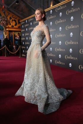 Lily James arrives as Disney Pictures presents the world premiere of "Cinderella" at the El Capitan Theatre