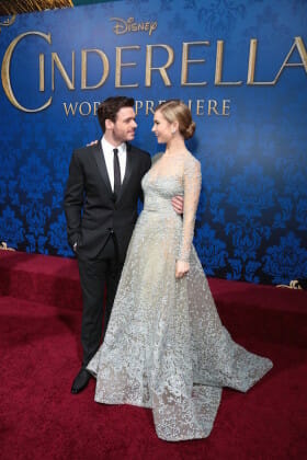 Lily James and Richard Madden arrive as Disney Pictures presents the world premiere of "Cinderella"