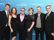 Gil Cates Jr., from left, Pamela Robinson, Elton John, Martha Henderson, David Furnish and Randall Arney attend Backstage at the Geffen