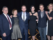 (L-R): Creators /Executive Producers Robert King and Michelle King with moderator James Corden (host of ”The Late Late Show” on CBS), Julianna Margulies, Matt Czuchry, and Christine Baranski at PALEYFEST LA 2015 honoring The Good Wife, presented by The Paley Center for Media, at the Dolby Theatre on March 7, 2015 in Hollywood, California. © Michael Bulbenko for Paley Center for Media
