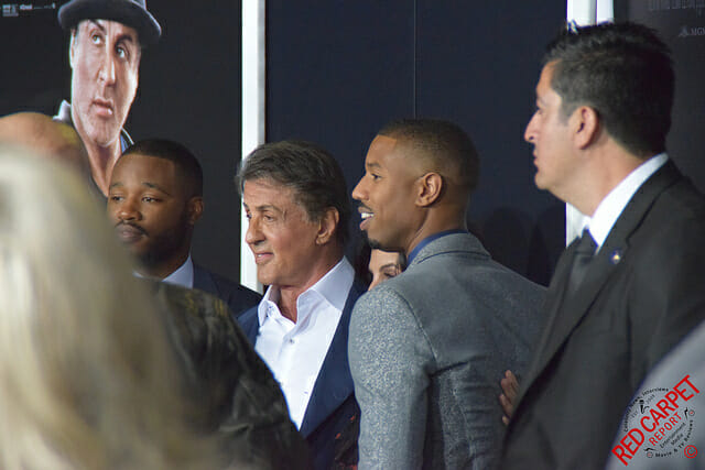 Ryan Coogler, Sylvester Stallone & Michael B Jordan on the Black Carpet at the premiere of Creed #CREED