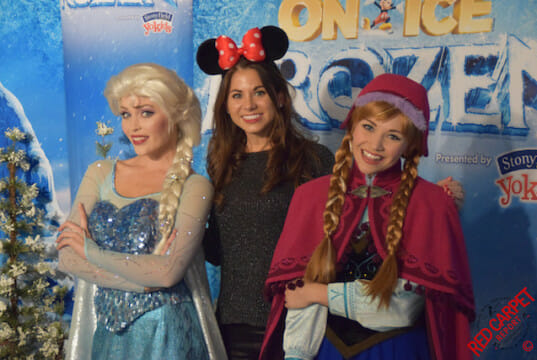 Red Carpet Report's Amy Long with Anna & Elsa at Disney on Ice's Frozen Blue Carpet for the Premiere #FrozenOnIce #DisneyOnIce #STAPLESCenter DSC_0006