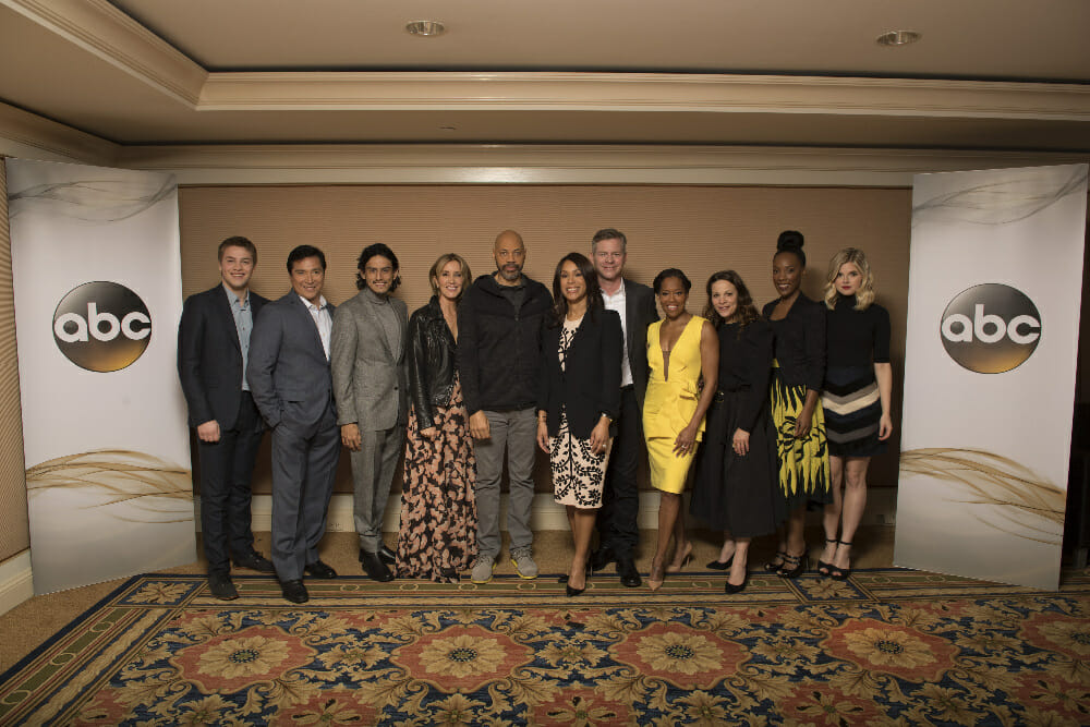 CONNOR JESSUP, BENITO MARTINEZ, RICHARD CABRAL, FELICITY HUFFMAN, JOHN RIDLEY (CREATOR AND EXECUTIVE PRODUCER, "AMERICAN CRIME"), CHANNING DUNGEY (PRESIDENT, ABC ENTERTAINMENT), MICHAEL MCDONALD (EXECUTIVE PRODUCER, "AMERICAN CRIME"), REGINA KING, LILI TAYLOR, MICKAËLLE X. BIZET, ANA MULVOY-TEN