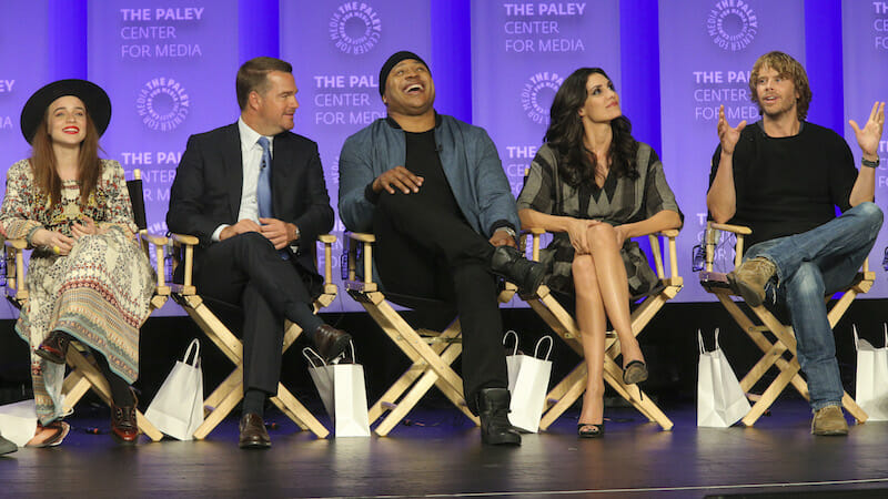 HOLLYWOOD, CA - MARCH 21: Renee Felice Smith, Chris O'Donnell, LL Cool J, Daniela Ruah, and Eric Christian Olsen at PaleyFest LA 2017 honoring NCIS: Los Angeles, presented by The Paley Center for Media, at the DOLBY THEATRE on March 21, 2017 in Hollywood, California. © Imeh Bryant for the Paley Center