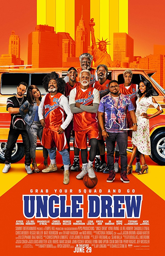 Lisa Leslie, Reggie Miller, Shaquille O'Neal, Chris Webber, Erica Ash, Nick Kroll, Tiffany Haddish, Lil Rel Howery, Nate Robinson, and Kyrie Irving in Uncle Drew