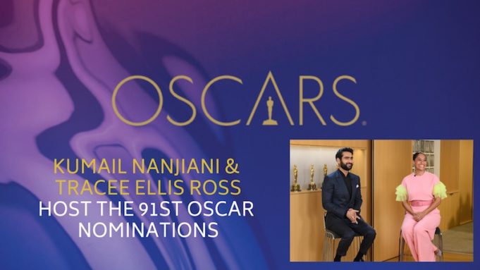 Kumail Nanjiani (left) and Tracee Ellis Ross announce the nominees for the 91st Annual Academy Awards in Beverly Hills, on Tuesday, January 22, 2019. keywords: 91st Oscars, Academy Awards, Nominations Announements credit: Todd Wawrychuk / ©A.M.P.A.S.
