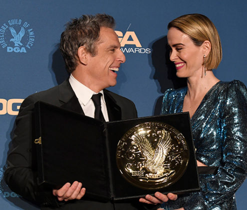 Outstanding Directorial Achievement in Movies for Television and Limited Series winner Ben Stiller (Escape at Dannemora) with presenter Sarah Paulson
