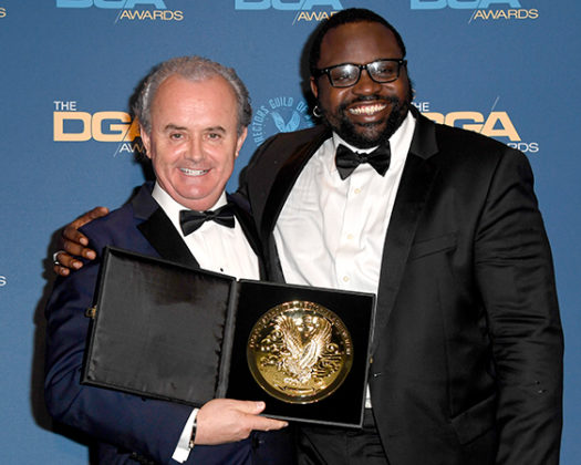Outstanding Directorial Achievement in Reality Programs winner Russell Norman (The Final Table, “Japan”) with presenter Brian Tyree Henry