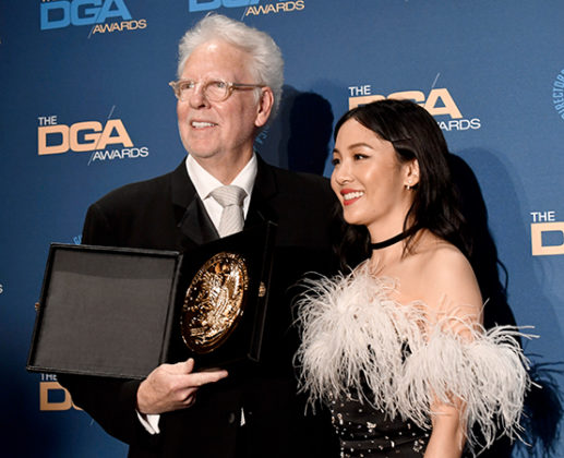 Outstanding Directorial Achievement in Variety:Talk:News:Sports – Specials winner Louis J. Horvitz (The 60th Grammy Awards) with presenter Constance Wu