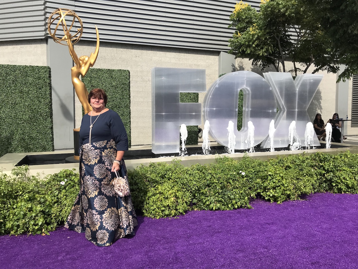 Our publisher and Television Academy member at the start of the purple carpet for the Emmy Awards