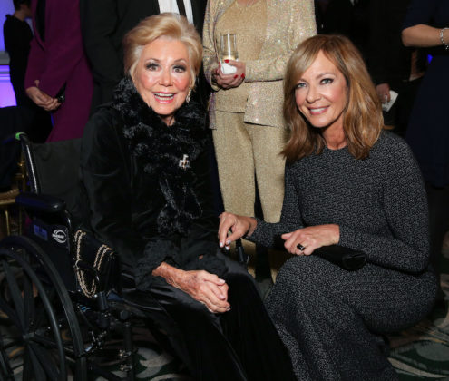 BEVERLY HILLS, CA – NOVEMBER 21: Special Guest Mitzi Gaynor and Presenter Allison Janney arrive at The Paley Honors: A Special Tribute to Television's Comedy Legends in Beverly Hills on November 21, 2019. © Brian To for the Paley Center