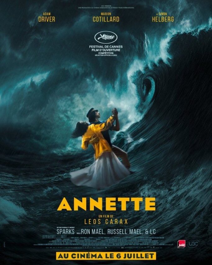 Leos Carax's musical film 'Annette', starring Adam Driver, Marion Cotillard, Simon Helberg, Angèle and Russell Mael
