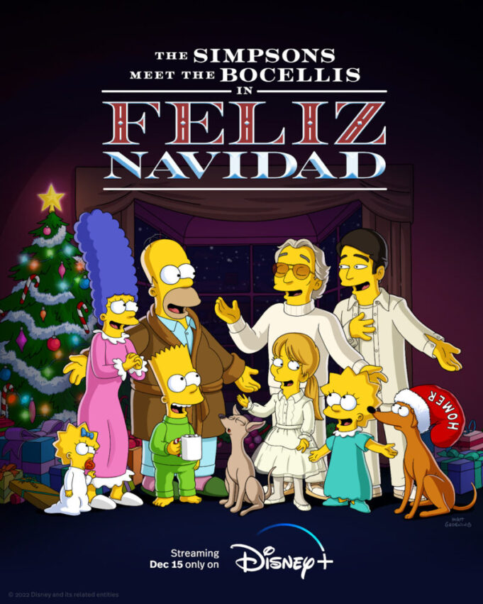“The Simpsons meet the Bocellis in ‘Feliz Navidad’